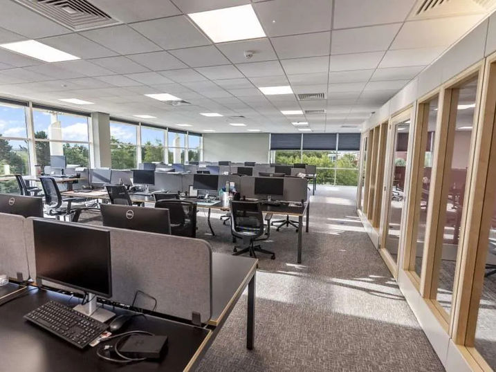 Refurbished atrium space at Ombudsman Offices Warrington completed by CT Contractors Preston