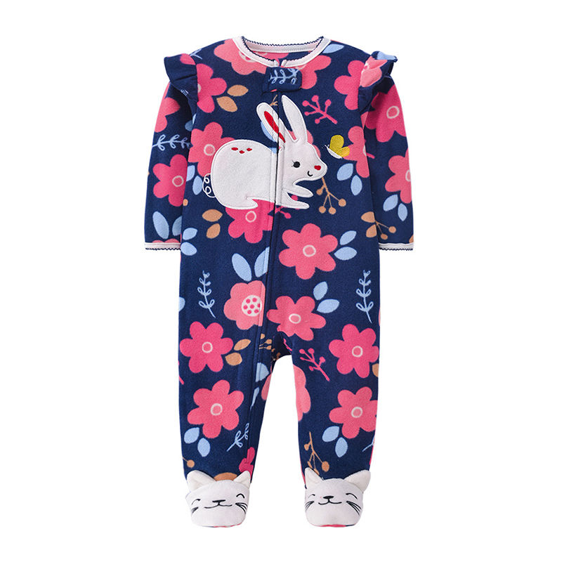 Thumbnail: Newborn Baby Boy Girl Rompers Clothes Winter Pajamas Zipper Fleece Fall Infants 