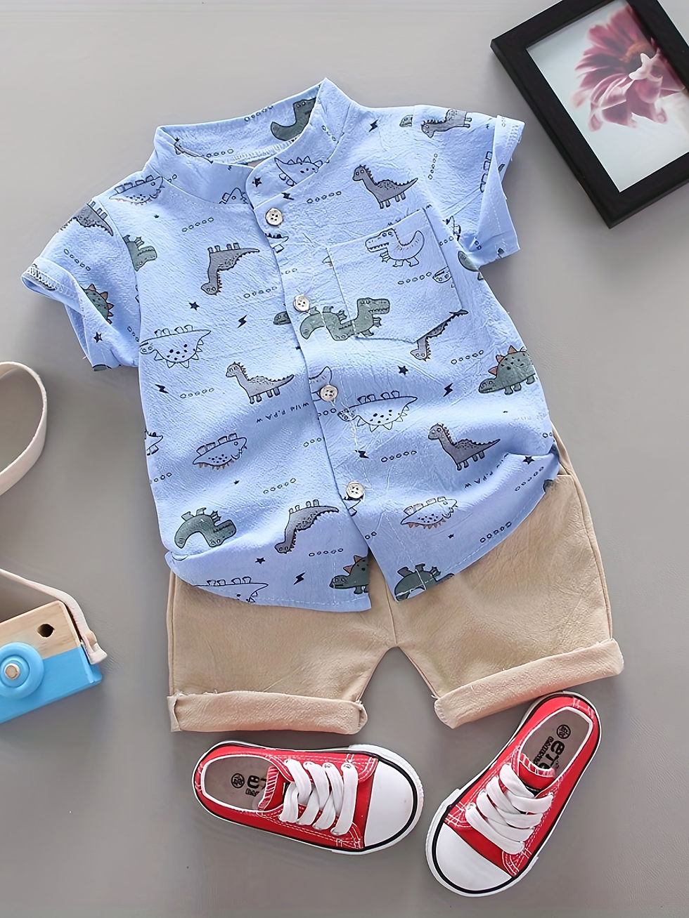 Thumbnail: Infant and toddler summer full print small dinosaur pattern short sleeved shorts
