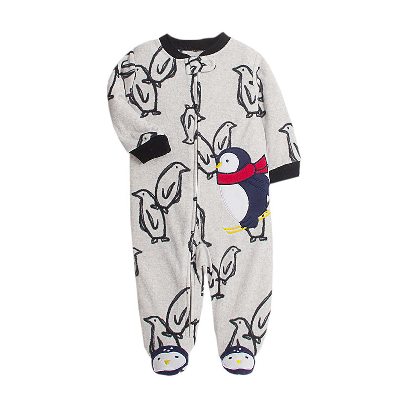 Thumbnail: Newborn Baby Boy Girl Rompers Clothes Winter Pajamas Zipper Fleece Fall Infants 