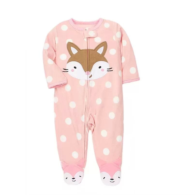 Thumbnail: Newborn Baby Boy Girl Rompers Clothes Winter Pajamas Zipper Fleece Fall Infants 
