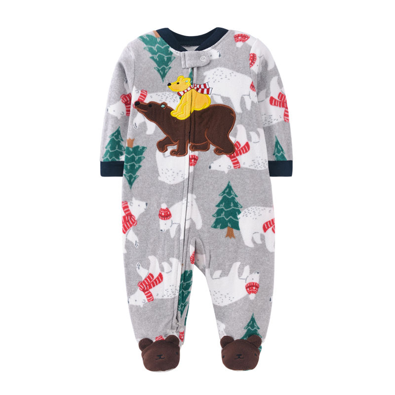 Thumbnail: Newborn Baby Boy Girl Rompers Clothes Winter Pajamas Zipper Fleece Fall Infants 