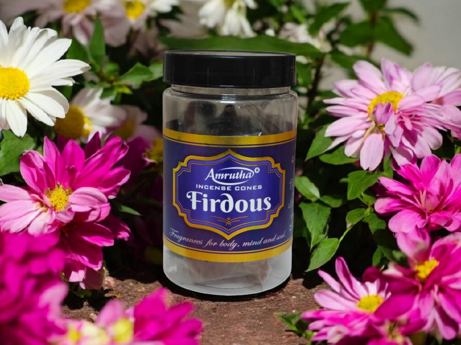 Elegant Firdous Incense Cones packaging by Amrutha Aromatics – A blend of fragrance and tradition