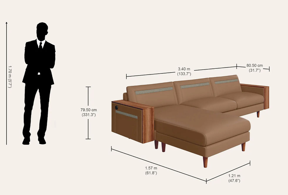 Thumbnail: Cubo 3-Seater Synthetic Leather Chaise Lounge Sofa
