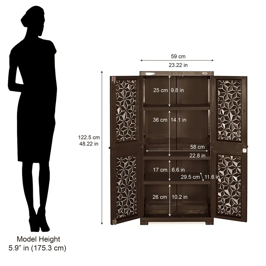 Thumbnail: Freedom Mini Medium (FMM) Star Plastic Storage Cabinet (Weathered Brown & Biscui