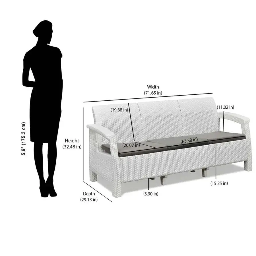 Thumbnail: Goa Sofa Set 3 1 1 with Cushions (WHITE)