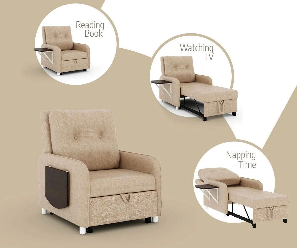 Single Solid Wood Pull Out Sofa Cum Bed
