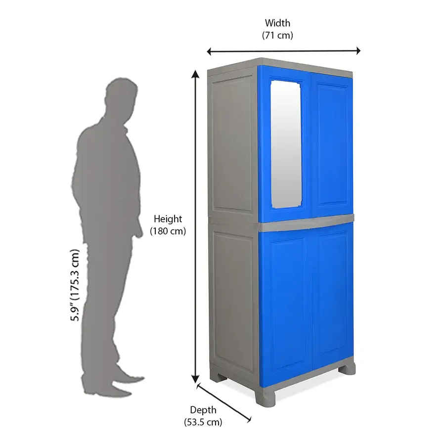 Thumbnail: Freedom Big 1 (FB1M) Plastic Storage Cabinet with Mirror (Deep Blue & Grey)  6