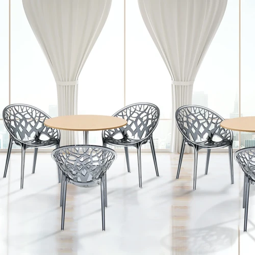 Nilkamal Crystal Polycarbonate Armless Chair (Dream Grey) VR LUXE