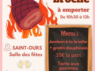 Affiche promotionnelle pour l'évènement de vente à emporter de jambon à la broche