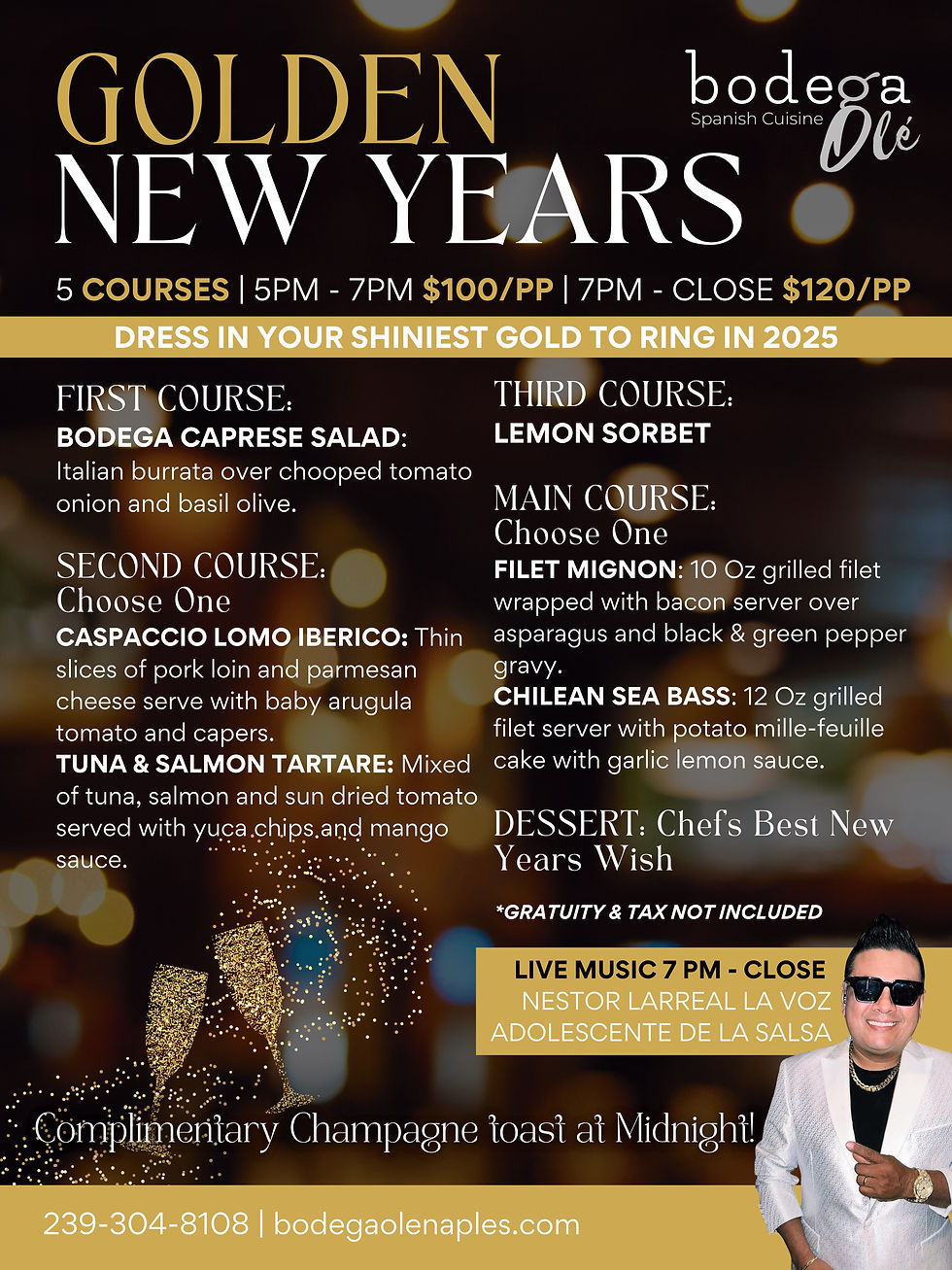 Golden New Year’s Celebration at Bodega Olé