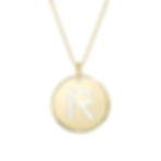 14K Yellow Gold Disc Initial R Pendant