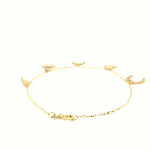 Thumbnail: 14k Yellow Gold 7 inch Bracelet with Polished Charms