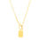 Thumbnail: 14k Yellow Gold Paperclip Chain Necklace with Rounded Rectangle Pendant