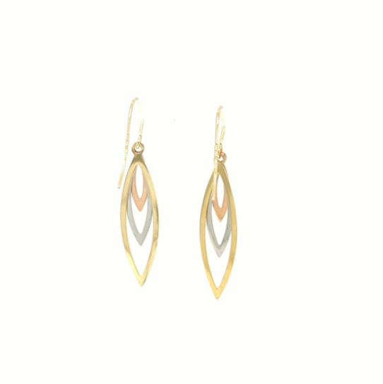 Thumbnail: 10k Tri-Tone Graduated Open Marquise Earrings