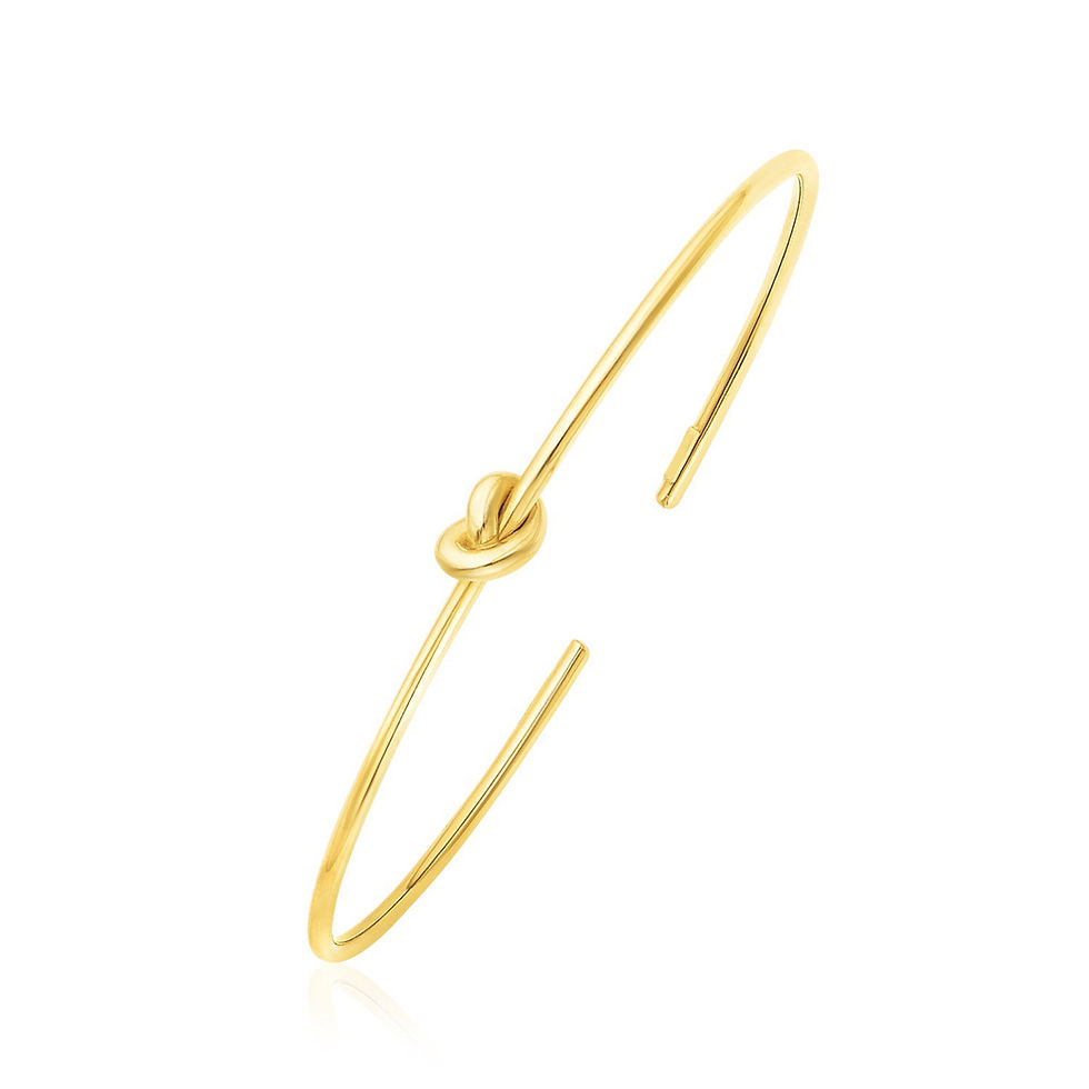 14k Yellow Gold Polished Cuff Bangle with Knot-Glam