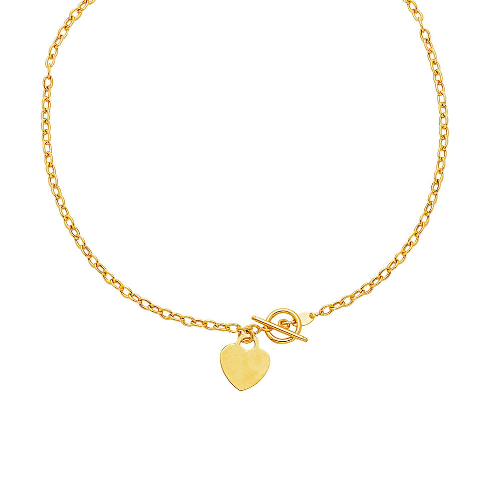 Heart Accent Toggle Necklace in 14k Yellow Gold