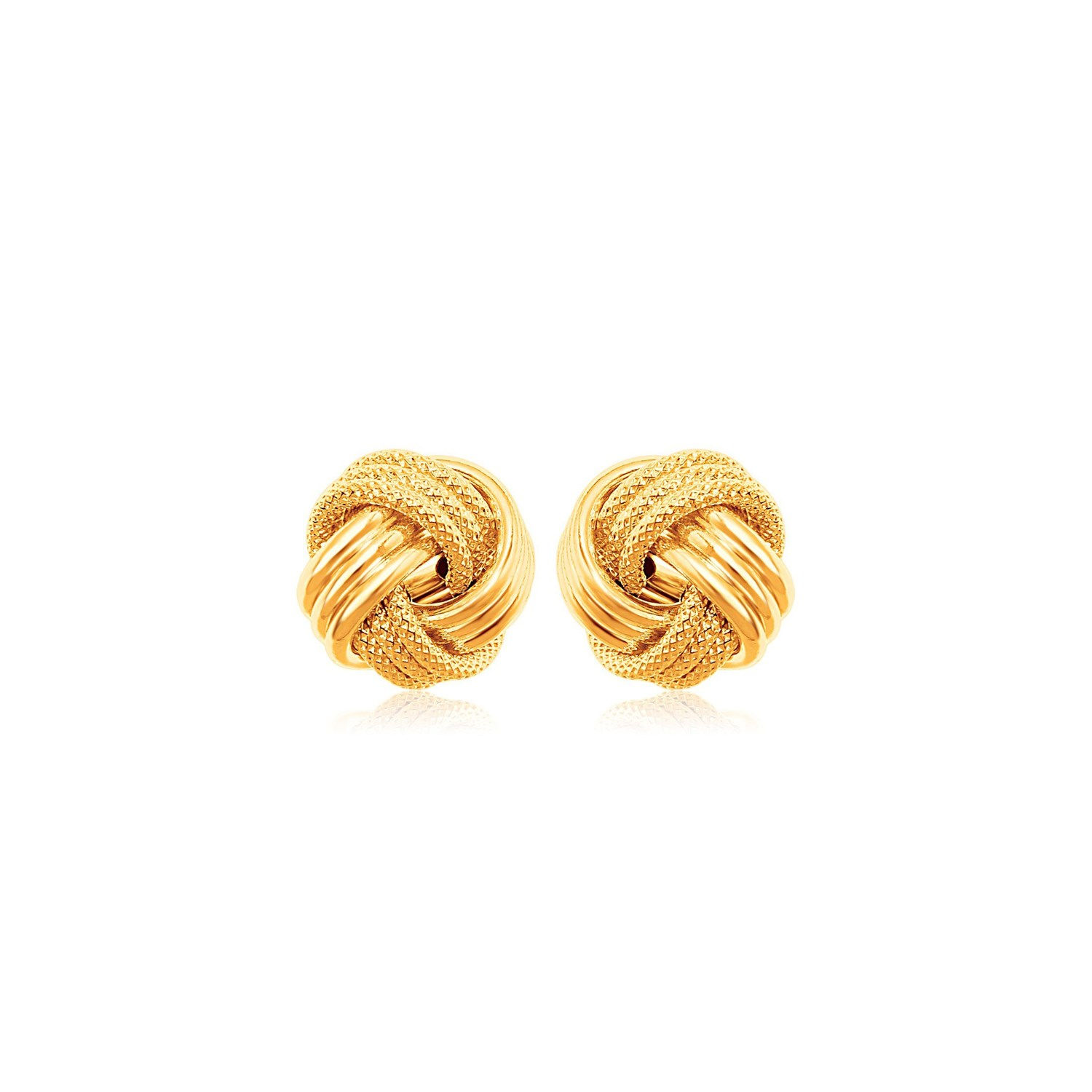 10k Yellow Gold Love Knot with Ridge Texture Earrings