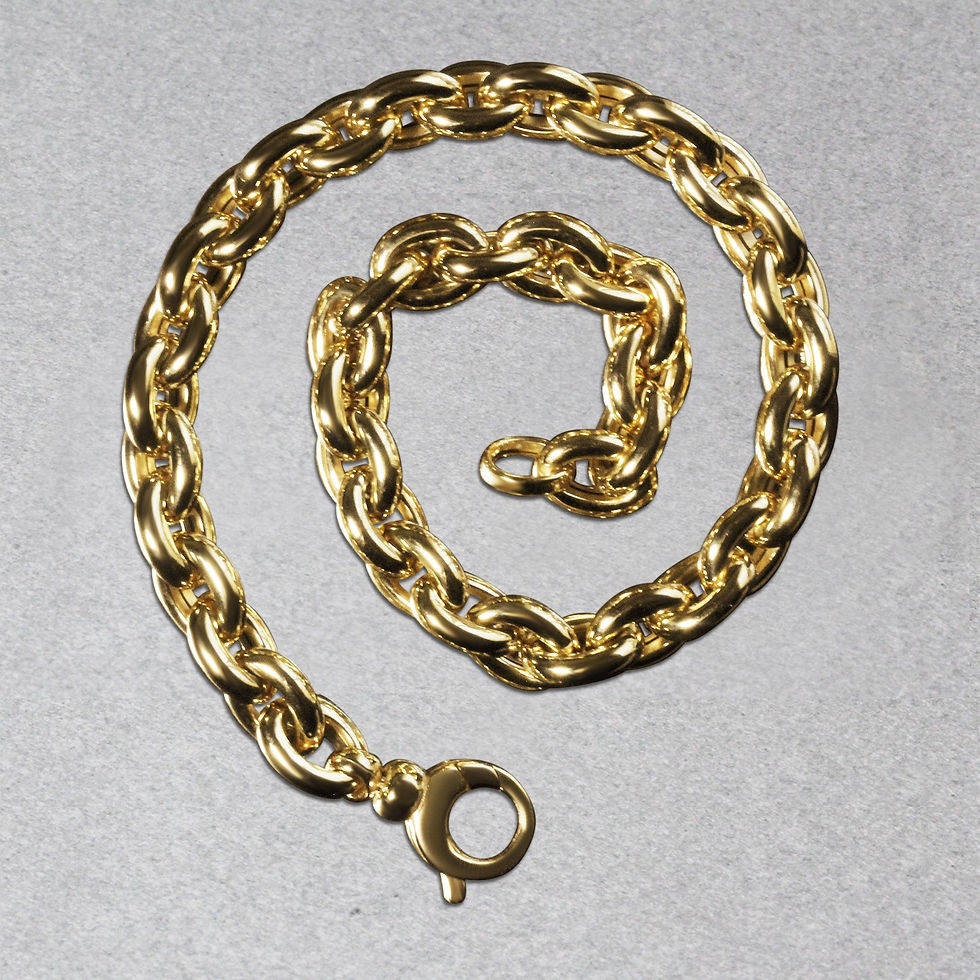 Thumbnail: 14k Yellow Gold Polished Oval Link Bracelet