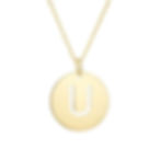 14K Yellow Gold Disc Initial U Pendant