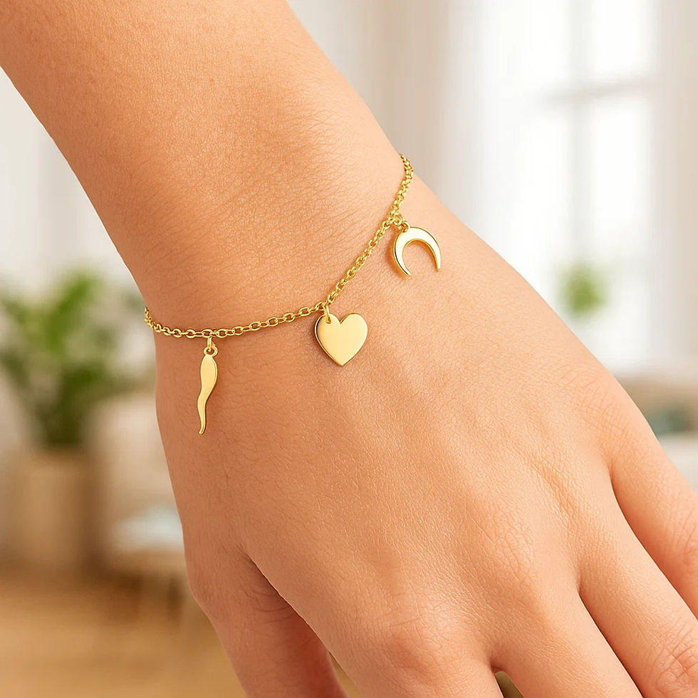 Thumbnail: 14k Yellow Gold Polished Charms Bracelet