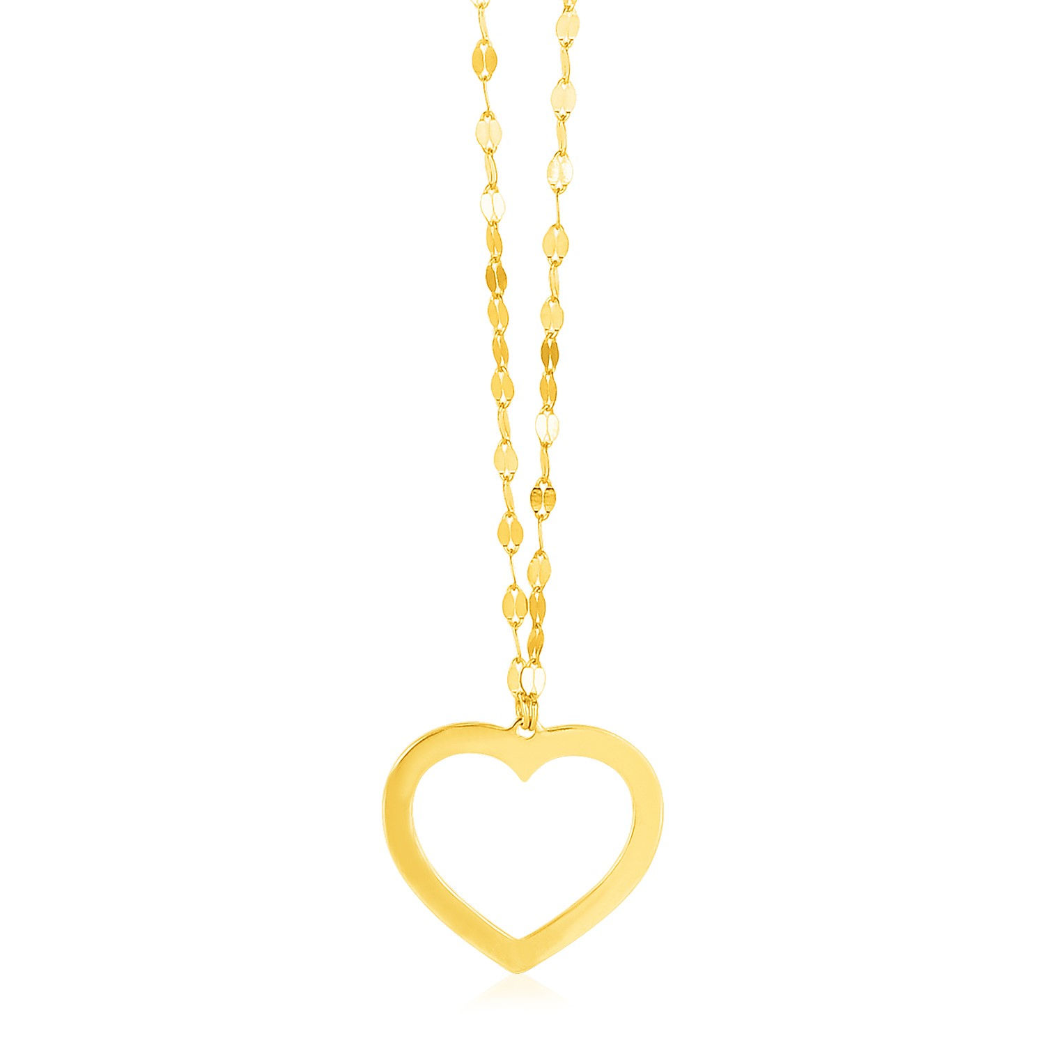 14k Yellow Gold Reversible Heart Pendant Necklace