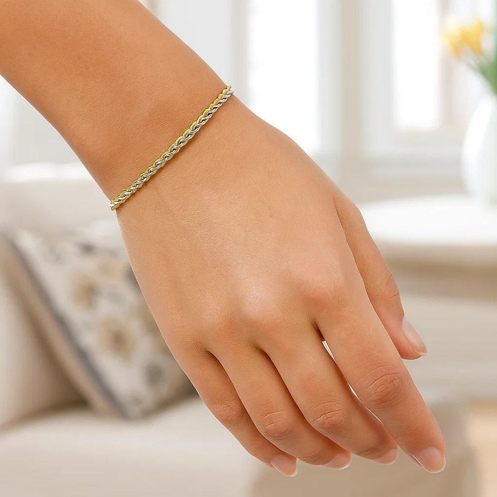 Thumbnail: 10k Two-Toned Fine Wheat Chain Bracelet