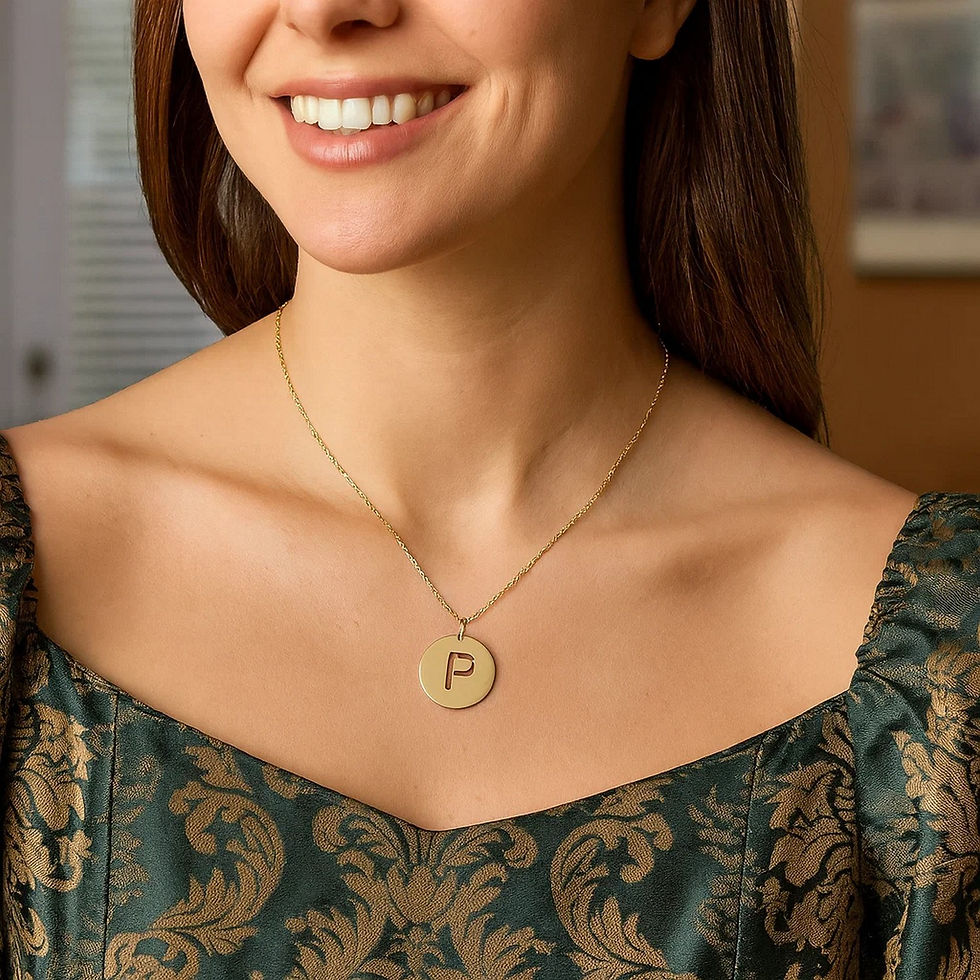 14K Yellow Gold Disc Initial P Pendant