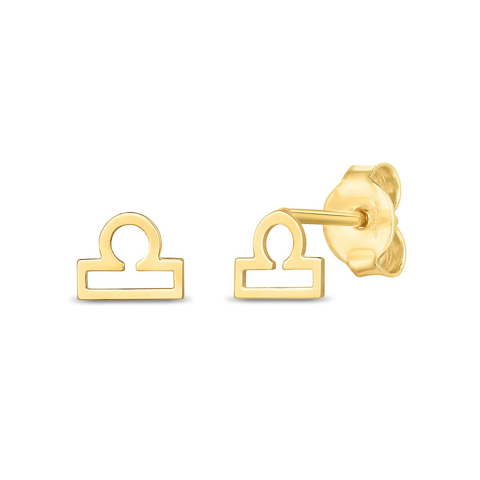 14k Yellow Gold Libra Zodiac Stud Earrings