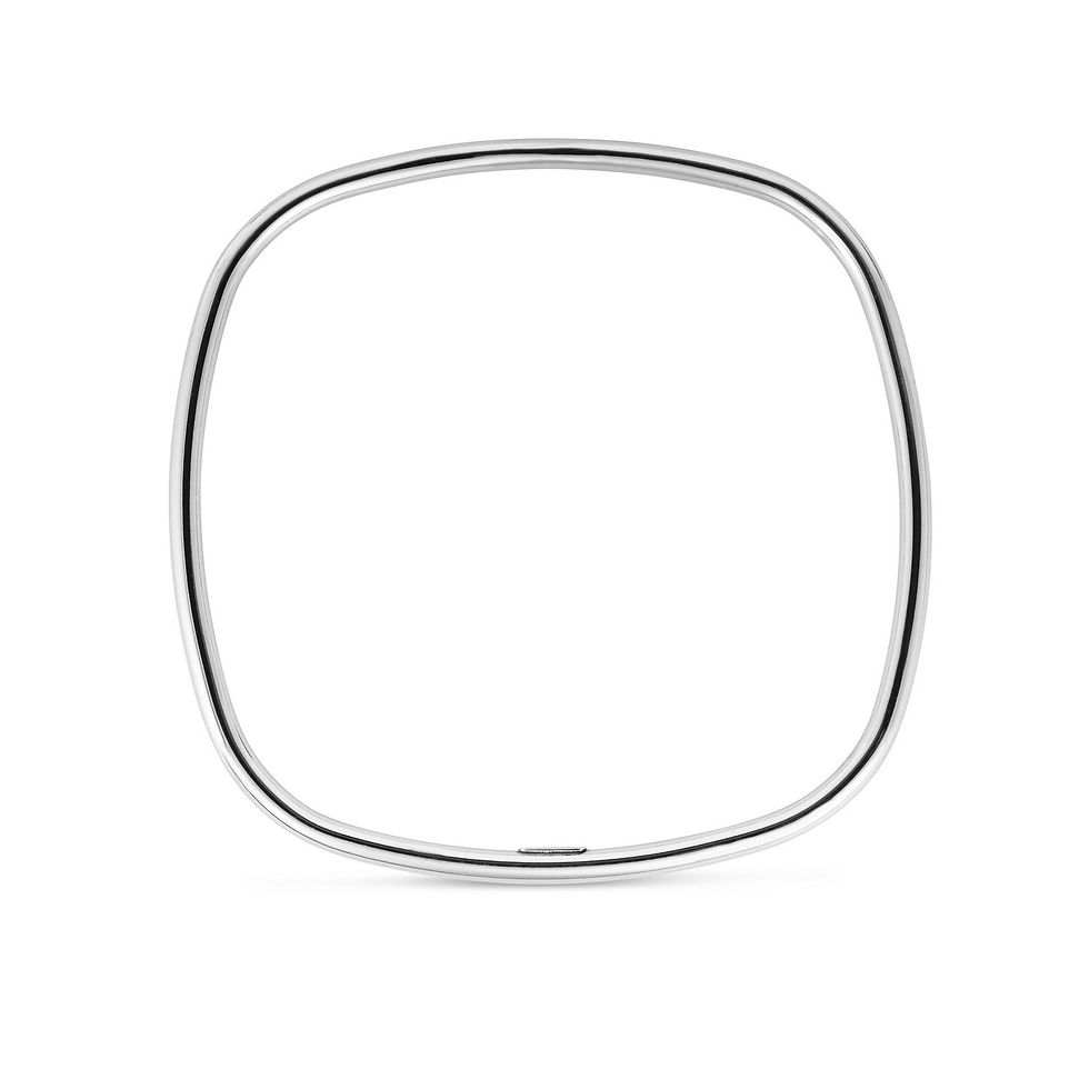 Thumbnail: Sterling Silver Rhodium Plated Square Slip On Bangle