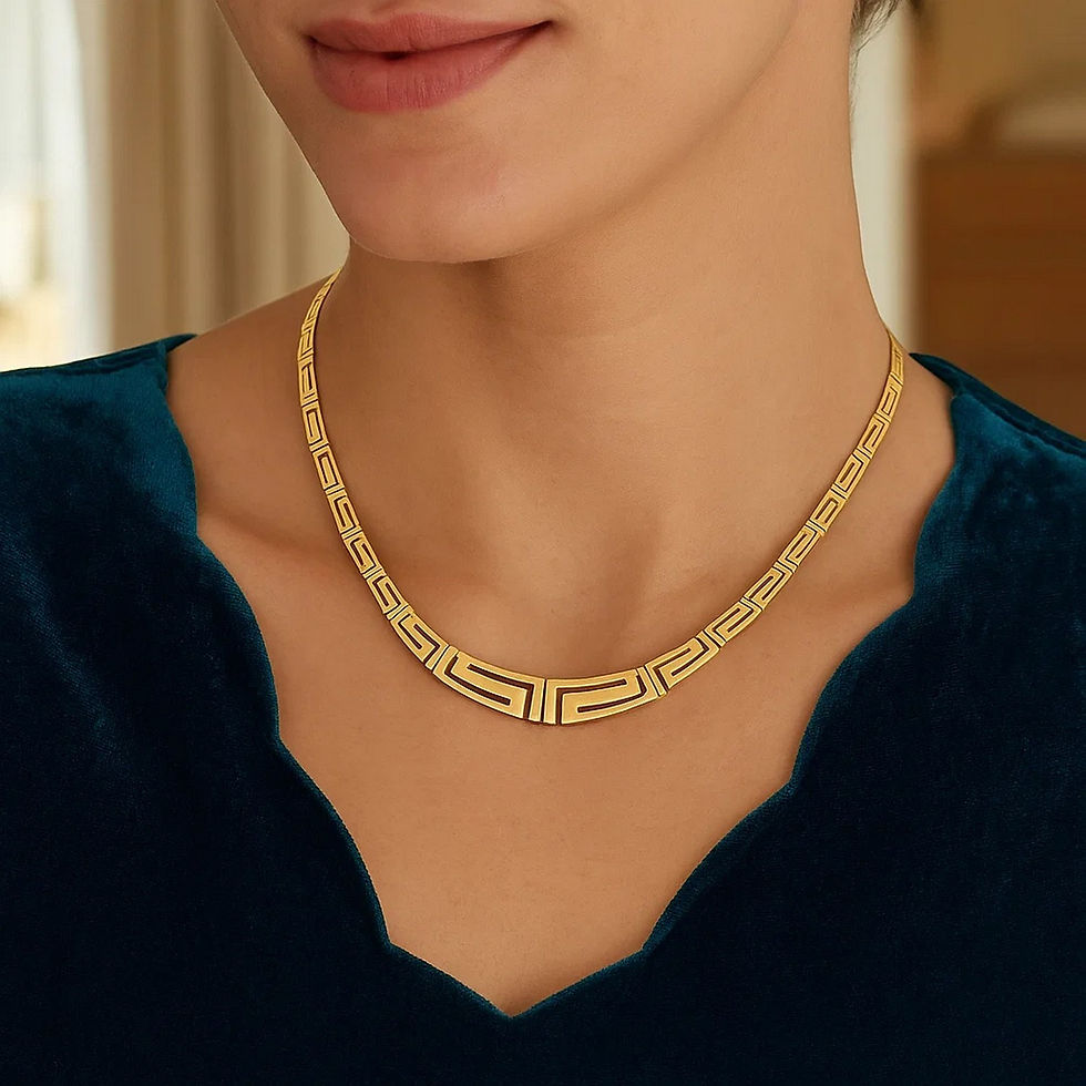 Thumbnail: 14K Yellow Gold Necklace with Graduated Greek Meander Motif Links