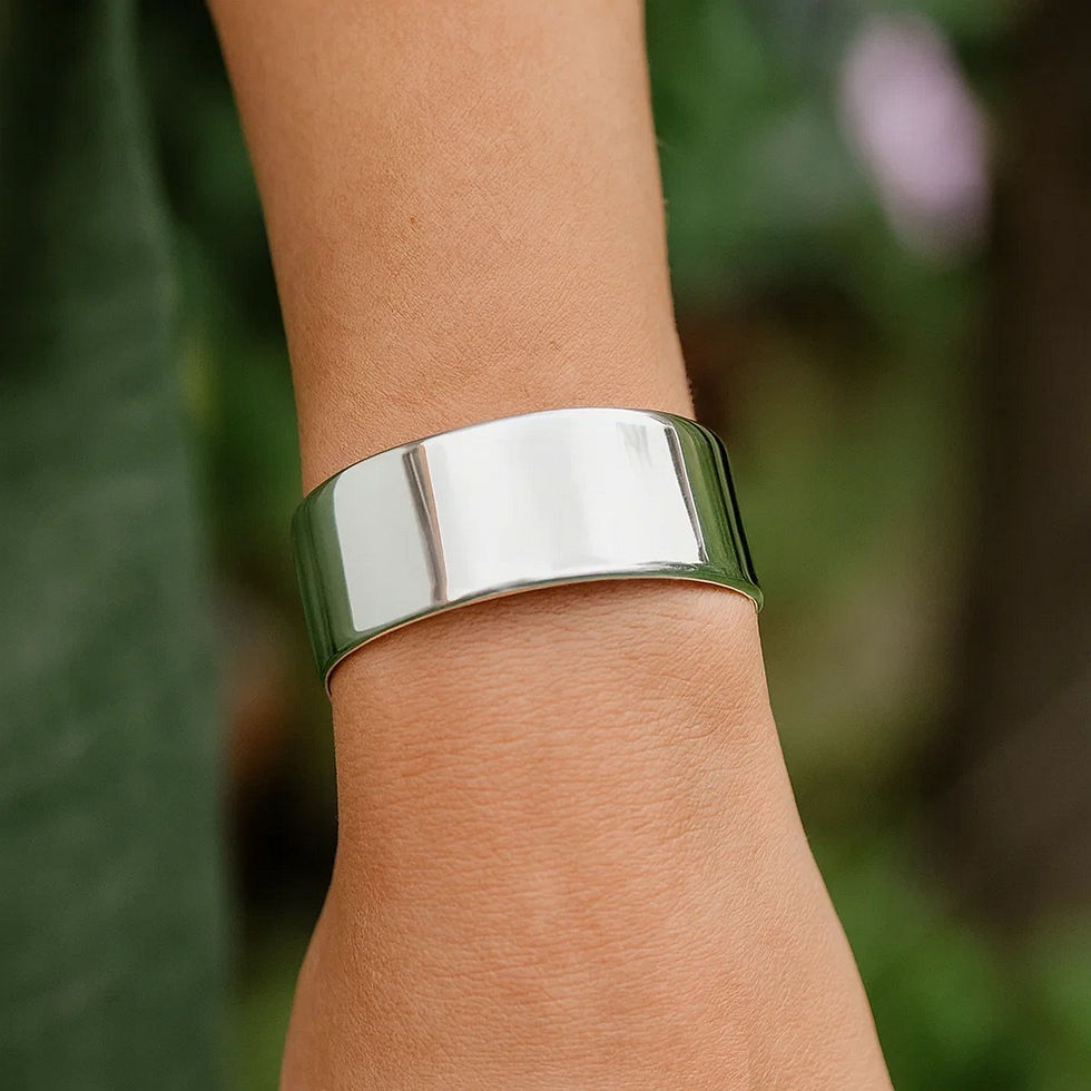 Thumbnail: Sterling Silver Rhodium Plated Wide Sculpted Cuff Bangle