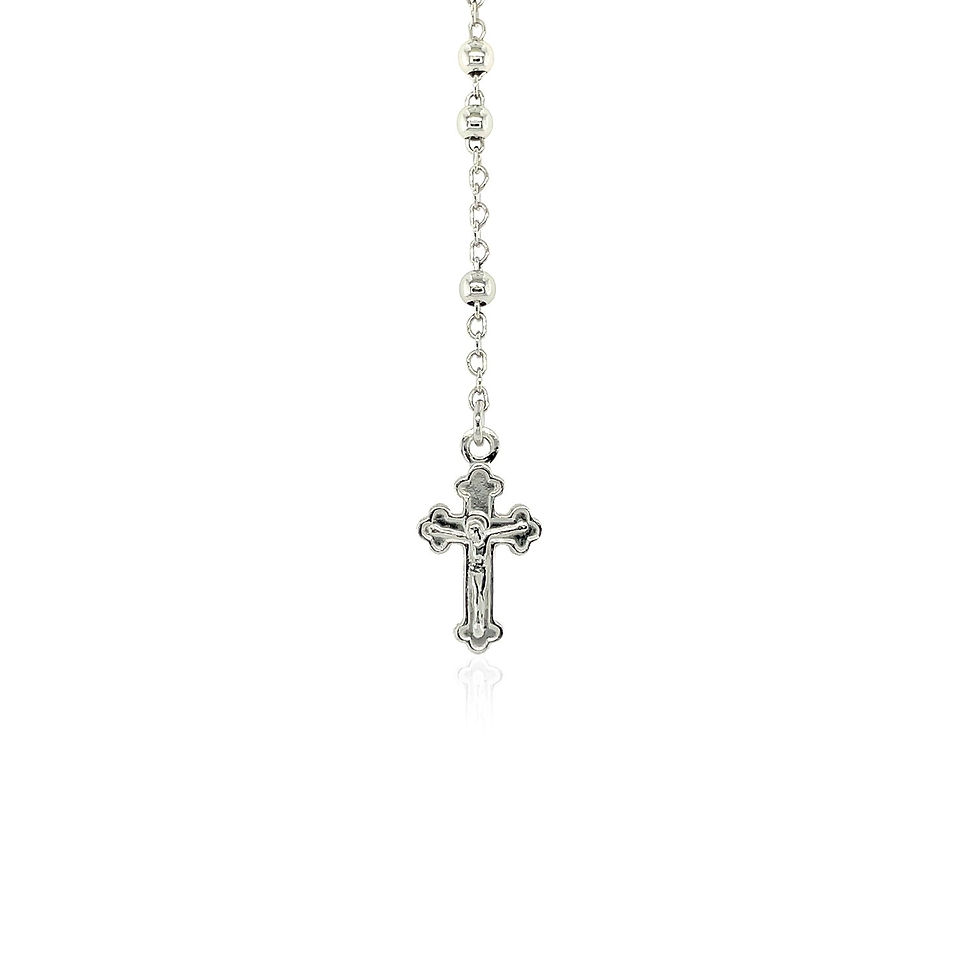 Thumbnail: Fine Rosary Chain and Bead Necklace in Sterling Silver