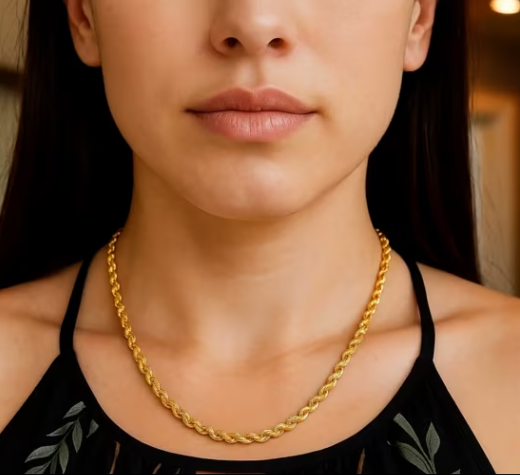 Thumbnail: 14k Yellow Gold Solid Diamond Cut 5mm Rope Chain