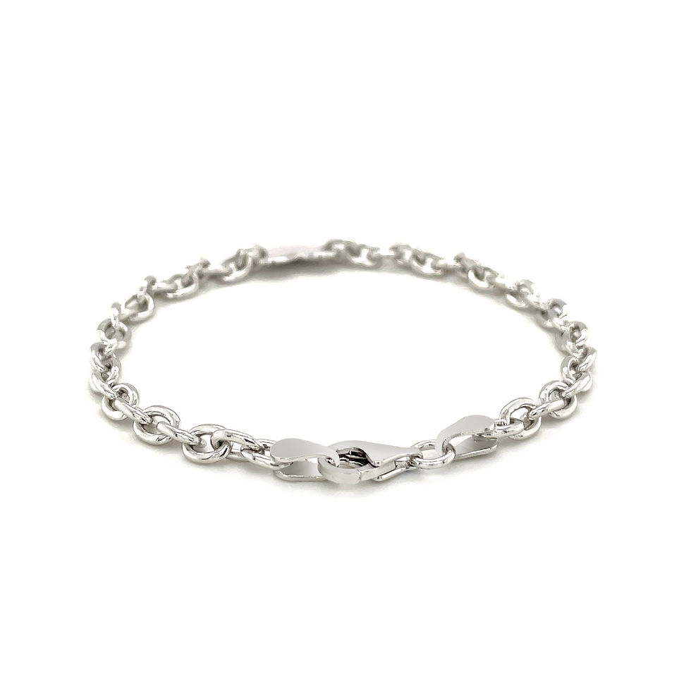 Thumbnail: Sterling Silver Rhodium Plated Chain Bracelet with a Flat Heart Station