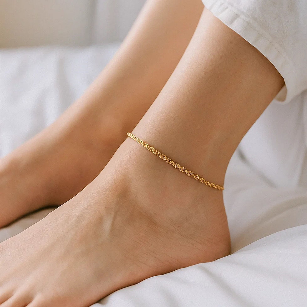 Thumbnail: 2.0mm 10k Yellow Gold Diamond Cut Rope Anklet