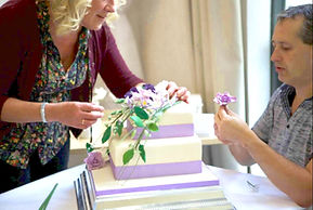 Setting up wedding cake