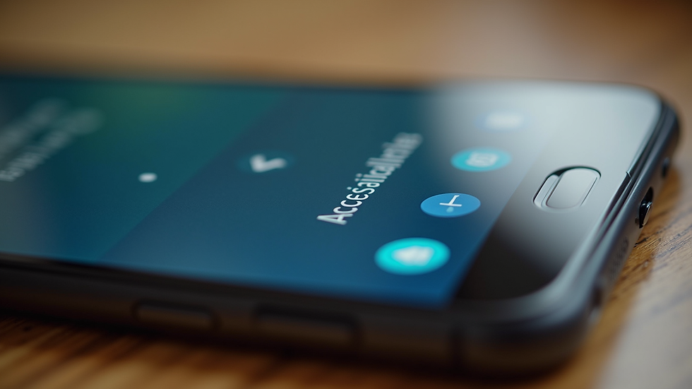 Close-up view of a smartphone displaying an accessibility app interface