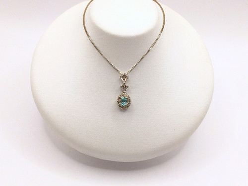 パライバトルマリン0.70ct、ピンクダイヤネックレストップ