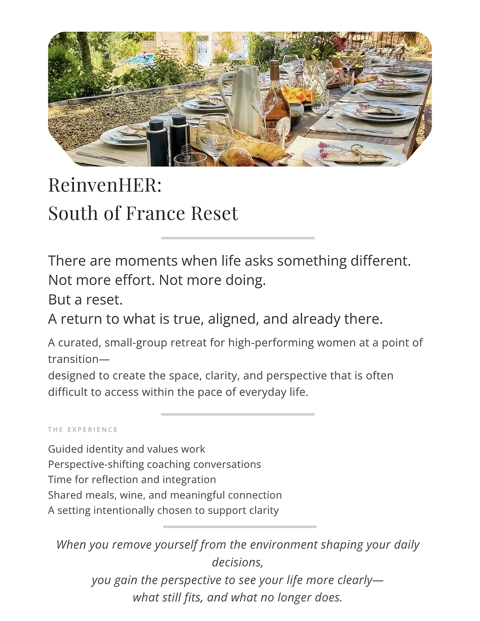 Thumbnail: ReinvenHER South of France Retreat™ | 50% Deposit