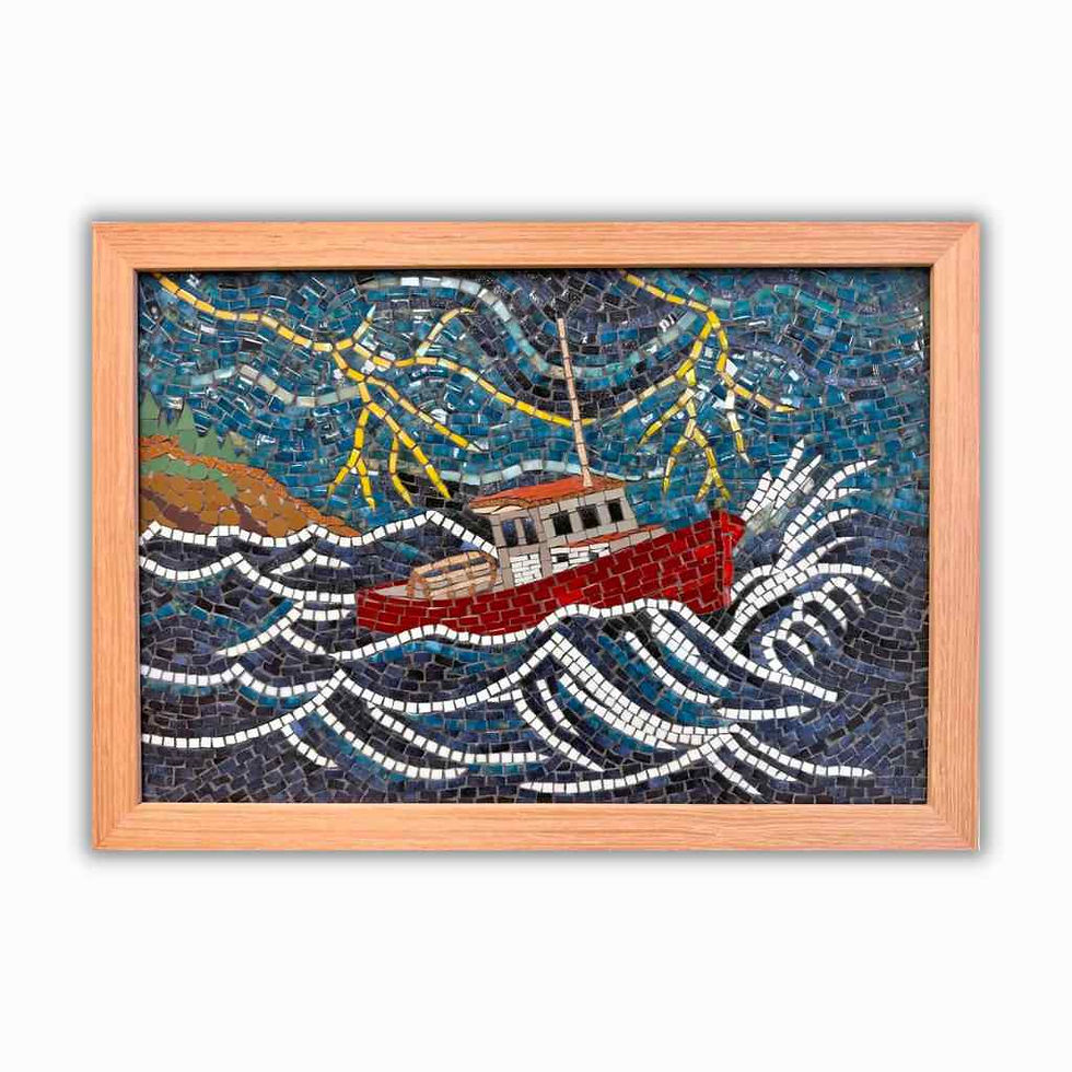 Tempest original Maine lobster boat mosaic by Paul Lilley