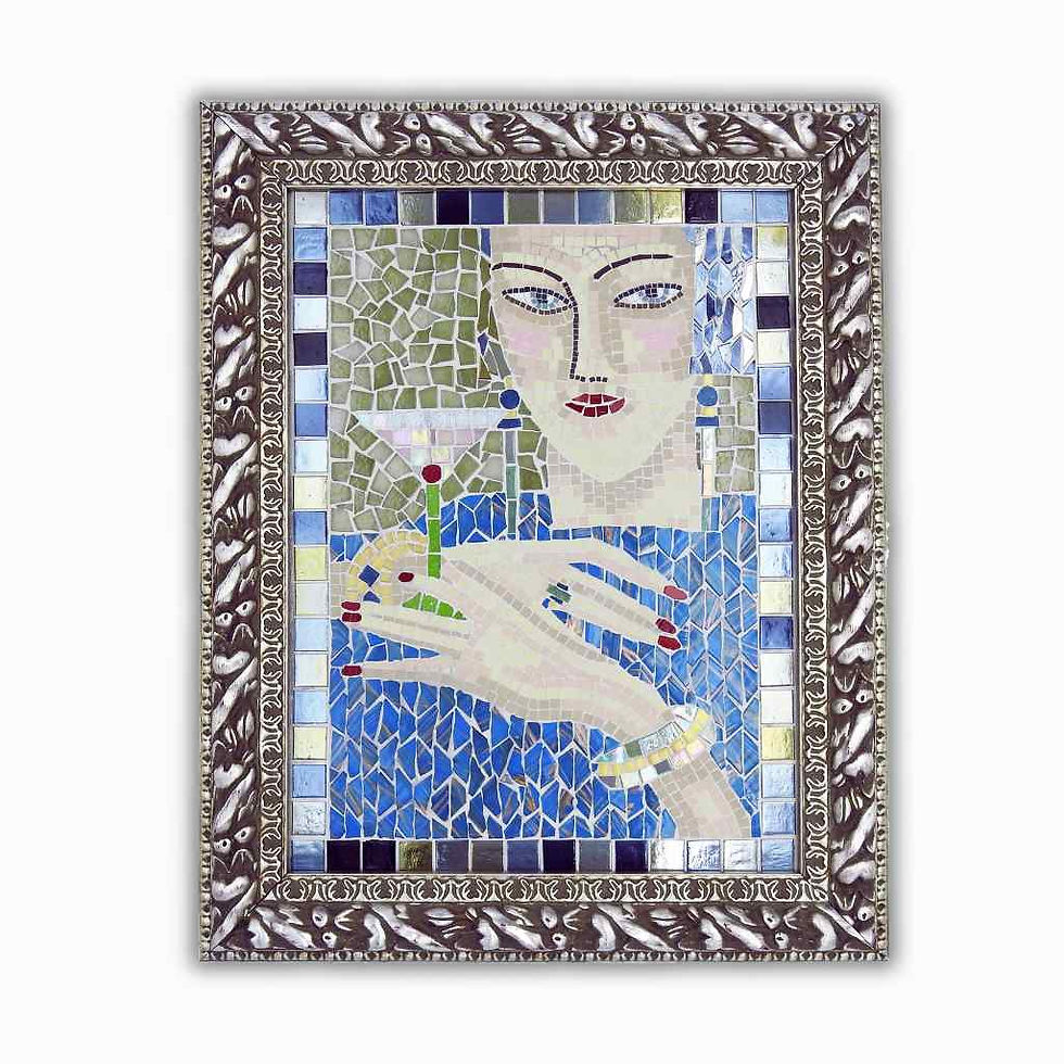 Monica Art Deco glass mosaic portrait by Paul Lilley