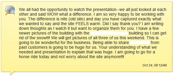 Web design client testimonial