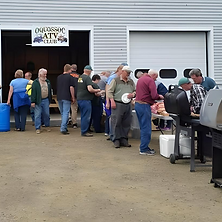 people in line for BBQ