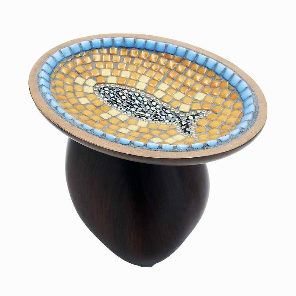 Fish Bowl sculptural mosaic with wooden base by Paul Lilley