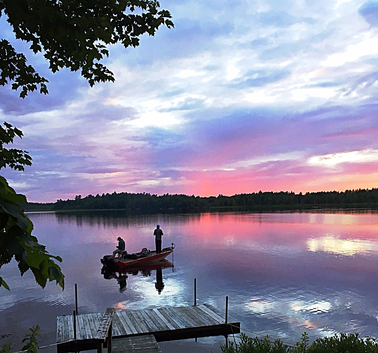 Catching bass in front of the Cedars Cottage