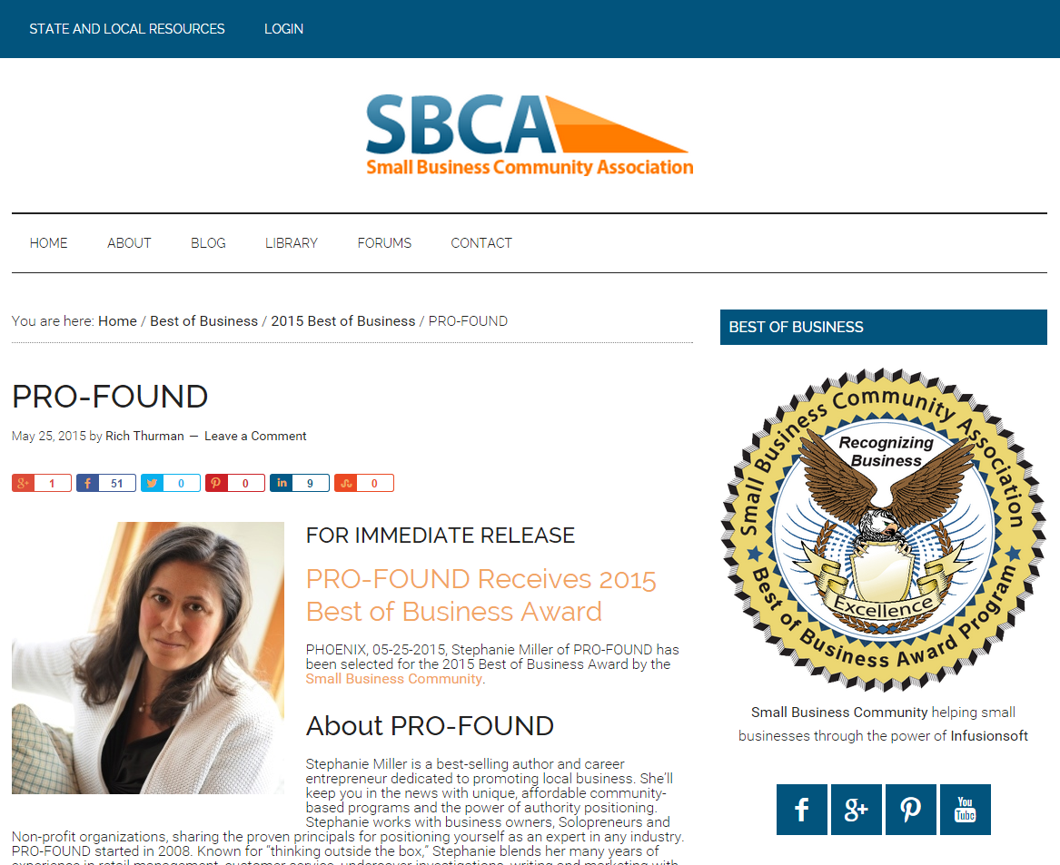 Press Release Announcing Award