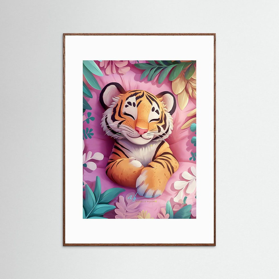 Thumbnail: Tiggy Tiger (5) Fine art Print Option Framed