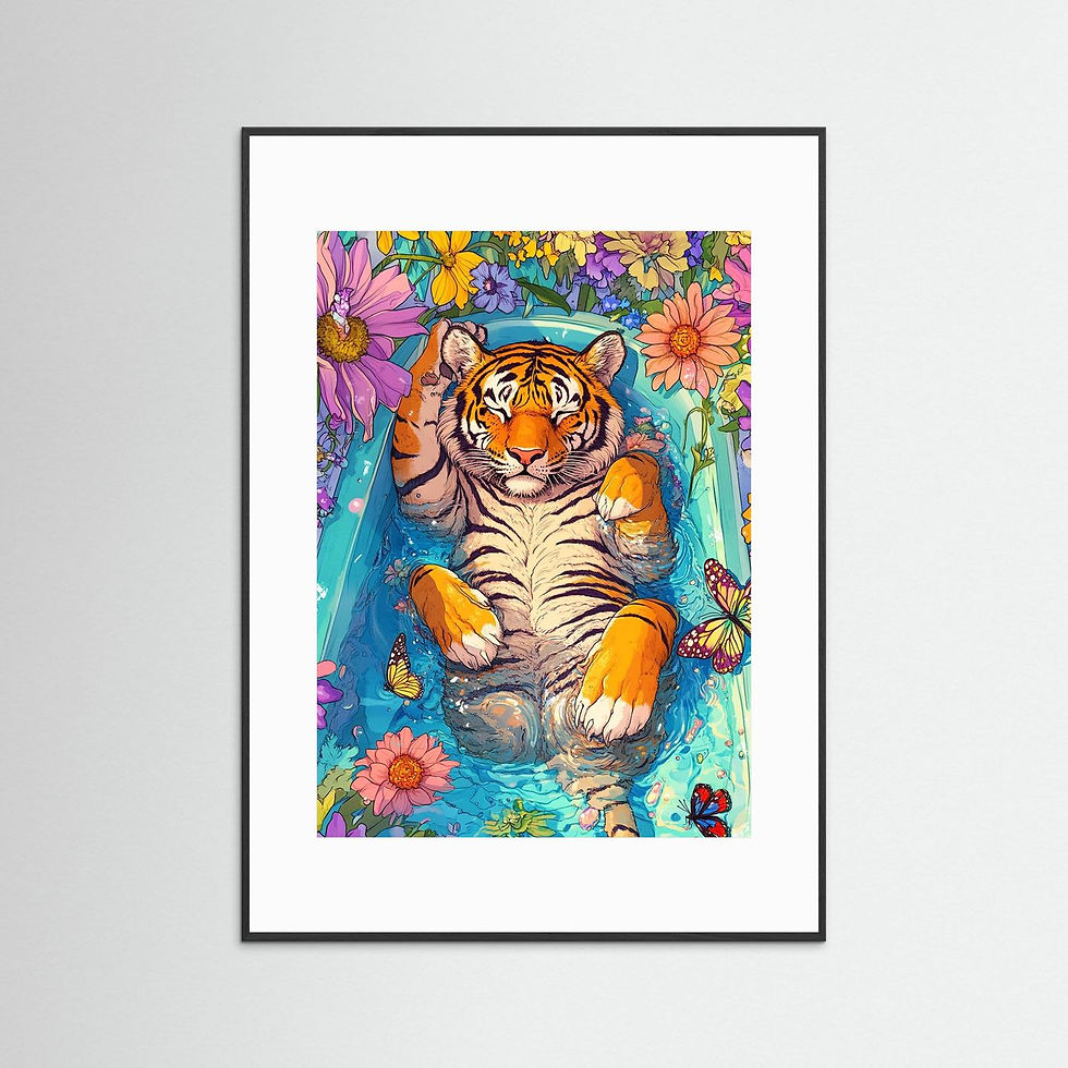 Thumbnail: Tubby Tiger  - Fine Art Print- Option Framed
