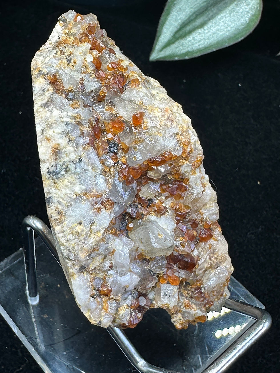 Thumbnail: Natural High Quality Raw Shinny Rare Orange Garnet with Smoky Crystal & Feldspar